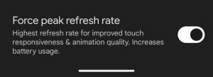 Force Peak refresh rate Force Peak refresh rate